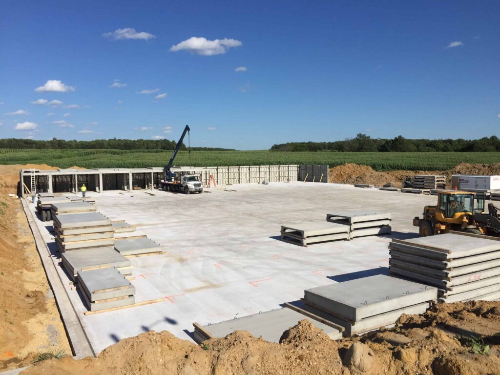 Concrete manure storage pad