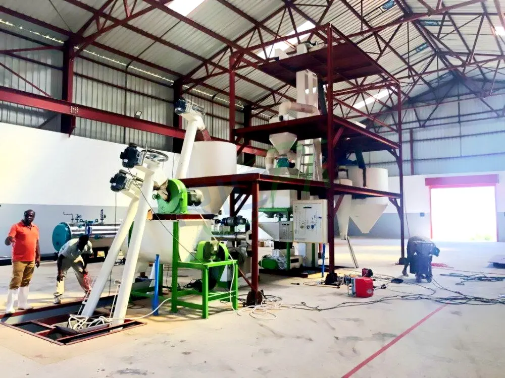 Customer project photo: 2TPH livestock feed production line installed in Tanzania, can produce pig feed, chicken feed and cattle feed pellets